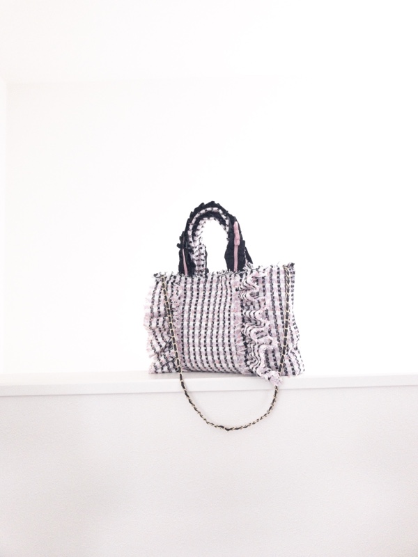 ツイードのフリルバッグを作りました