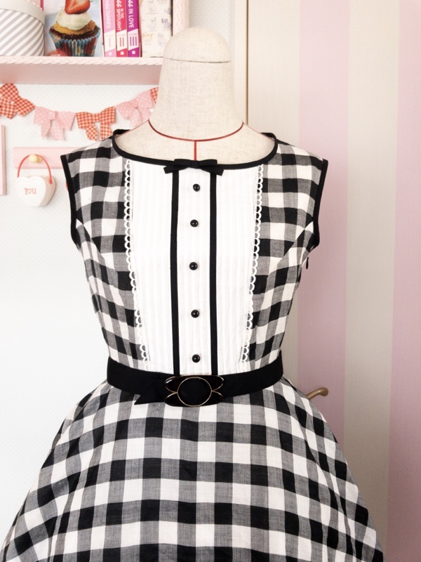 50s風なブロックチェックワンピース