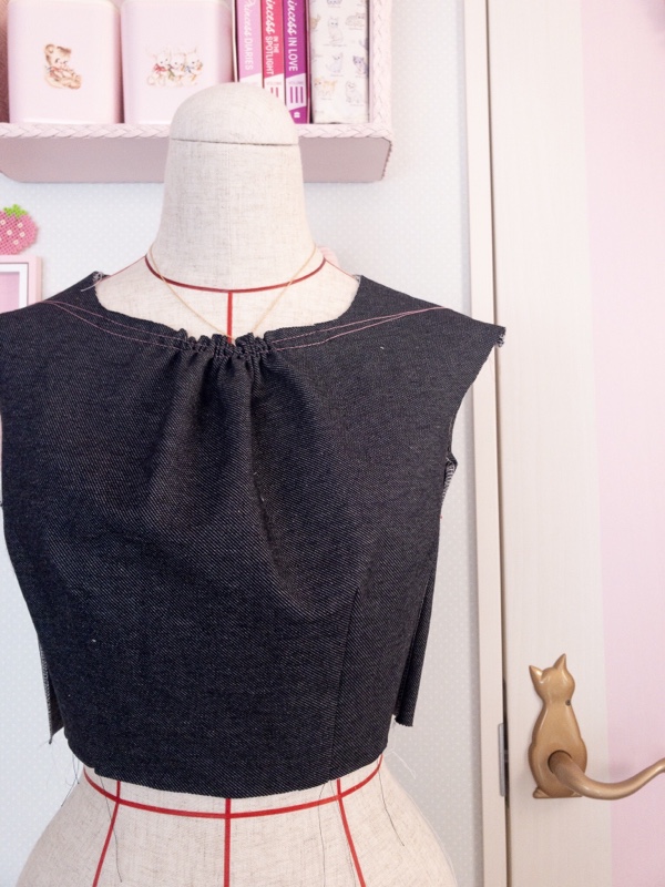 デニムでワンピース作り