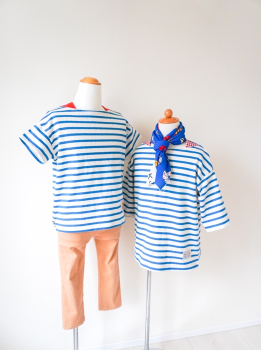 こどもたちのボートネックシャツ