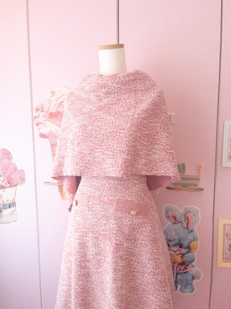 ツイードニットでスカート作り