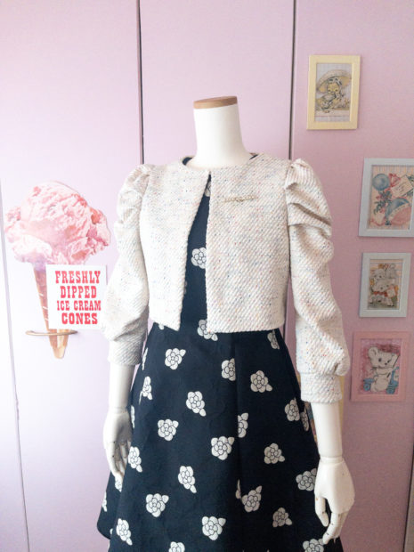 ツイードニットでカーディガン